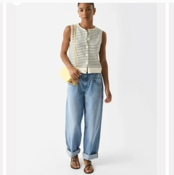 FRAME 90's Utility Loose Jeans Size 28 High Rise Roll Hems Or Straight Leg - Picture 2 of 15